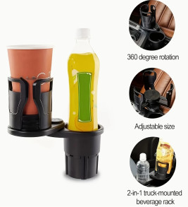 2’si 1 Arada Ayarlanabilir Araç Bardak Tutucu, Genişleyebilir Üst Kısım 3”-6.2”, Şişe Adaptörü, Araba Organizatörü, Dayanıklı Ta