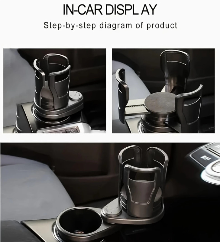 2’si 1 Arada Ayarlanabilir Araç Bardak Tutucu, Genişleyebilir Üst Kısım 3”-6.2”, Şişe Adaptörü, Araba Organizatörü, Dayanıklı Ta