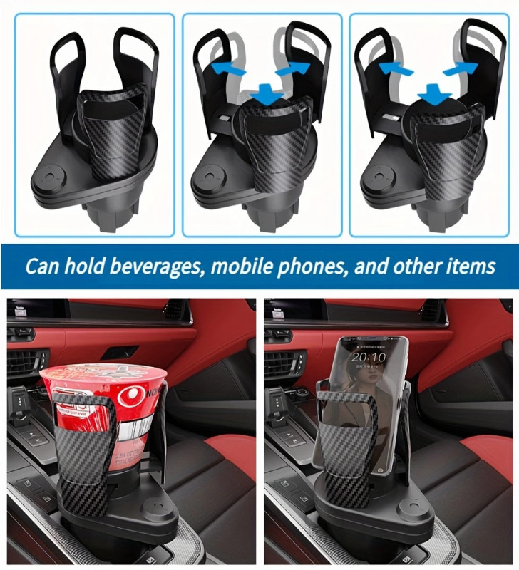 2’si 1 Arada Ayarlanabilir Araç Bardak Tutucu, Genişleyebilir Üst Kısım 3”-6.2”, Şişe Adaptörü, Araba Organizatörü, Dayanıklı Ta