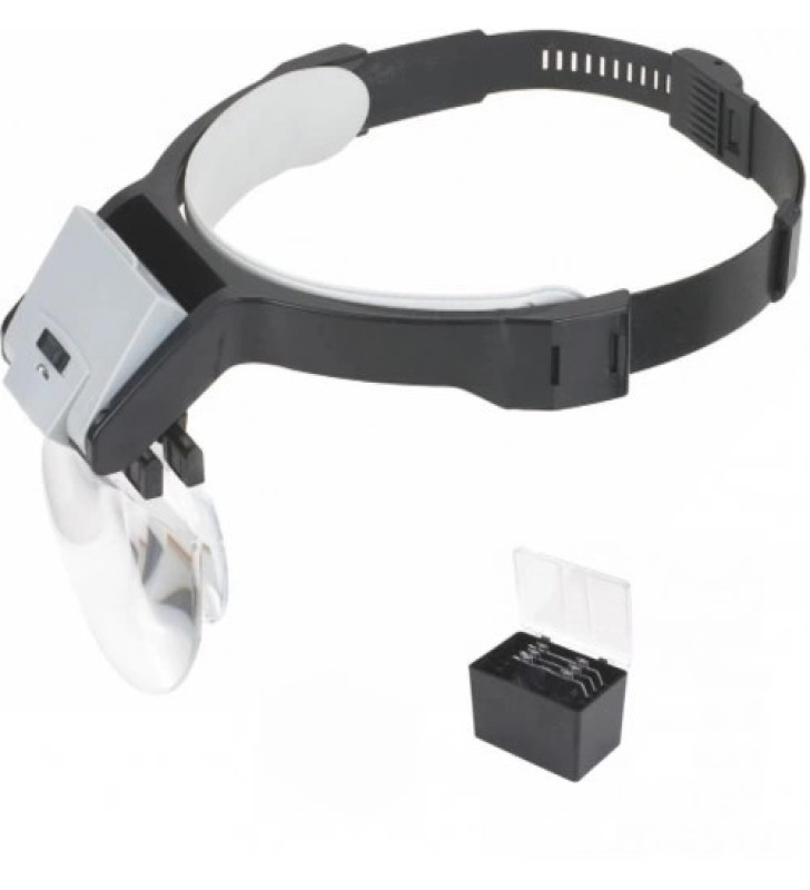 - Lens Takmalı 5 Lenslı , Led Lambalı şapka Tip Büyüteç ( Lisinya )