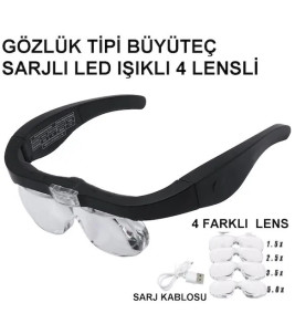 - Şarjlı gözlük Büyüteç 4 Farklı Lens -11537dc ( Lisinya )