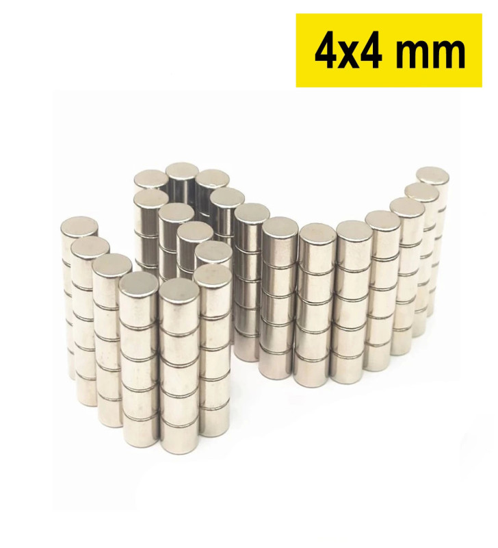 20 Adet 4x4 mm Yuvarlak Neodyum Mıknatıs N35 Güçlü Magnet Nikel Kaplama ( Lisinya )