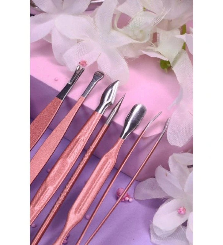 Profesyonel Çantalı Tırnak Bakım Manikür Seti Pembe Renk 12 Parça ( Lisinya )