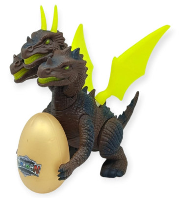 3 Başlı Mitolojik Ejderha - Pilli Yerde Gezen Sesli Figür - WH-3010 (Lisinya)