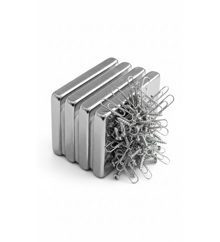 2 adet 40x20x5mm Neodyum Magnet Güçlü N35 Mıknatıs Köşeli Nikel Kaplama ( Lisinya )