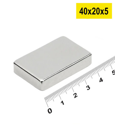50 adet 40x20x5mm Neodyum Magnet Güçlü N35 Mıknatıs Köşeli Nikel Kaplama ( Lisinya )