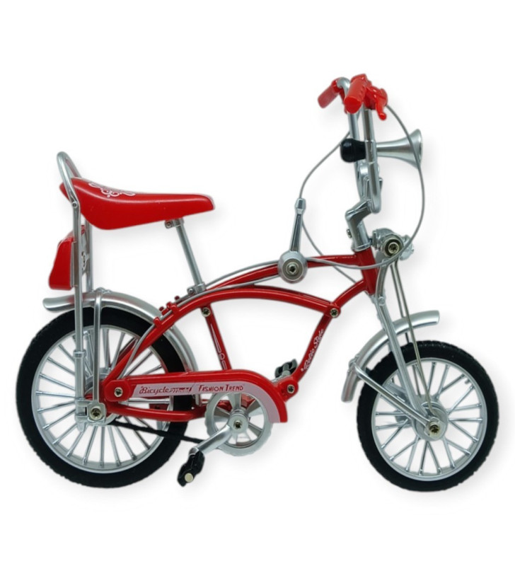 Model Araçlar -1:8 Metal Retro Pinokyo Bisiklet - Die -Cast 17 cm - Kırmızı (Lisinya)