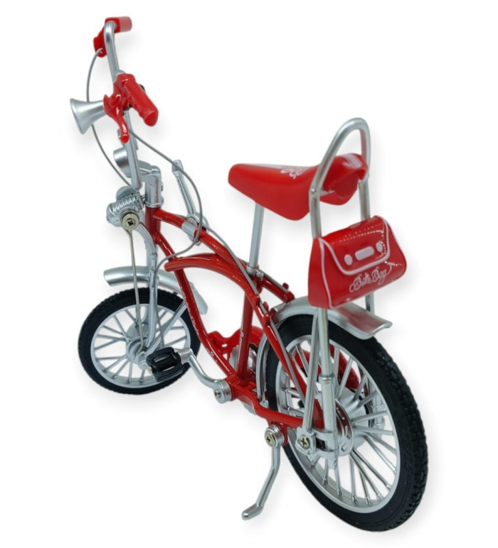 Model Araçlar -1:8 Metal Retro Pinokyo Bisiklet - Die -Cast 17 cm - Kırmızı (Lisinya)