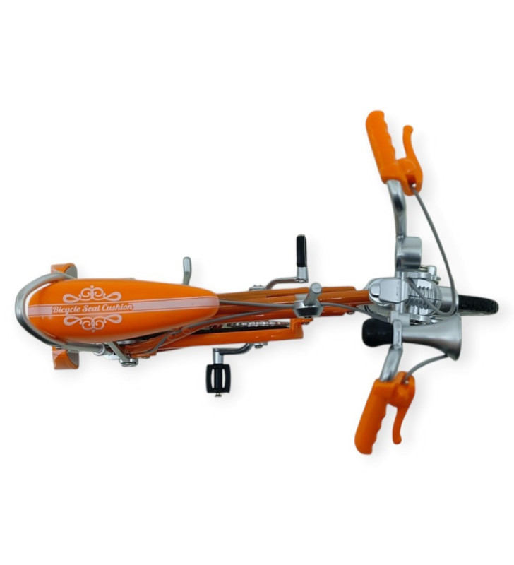 Model Araçlar - 1:8 Metal Retro Pinokyo Bisiklet - Die -Cast 17 cm - Turuncu (Lisinya)