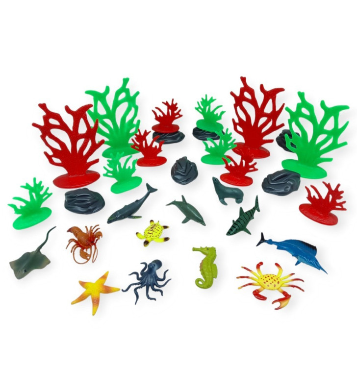 Hayvan Figürleri - Aksesuarlı Deniz Hayvanları - 30 Parça Set (Lisinya)