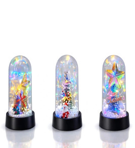 Yılbaşı Temalı Işıklı Dekoratif Cam Fanus Alk5038 - Lisinya