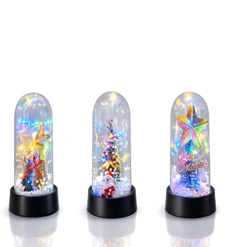 Yılbaşı Temalı Işıklı Dekoratif Cam Fanus Alk5038 - Lisinya