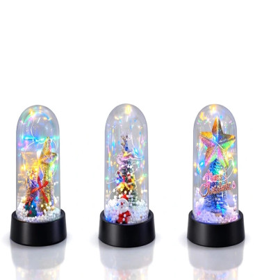 Yılbaşı Temalı Işıklı Dekoratif Cam Fanus Alk5038 - Lisinya