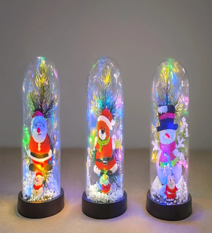 Yılbaşı Temalı Işıklı Dekoratif Cam Fanus Alk5075 - Lisinya