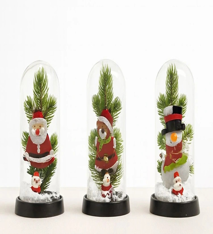 Yılbaşı Temalı Işıklı Dekoratif Cam Fanus Alk5075 - Lisinya