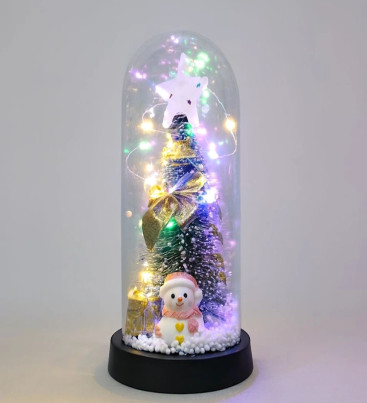 Yılbaşı Temalı Işıklı Dekoratif Cam Fanus Alk5079 - Lisinya