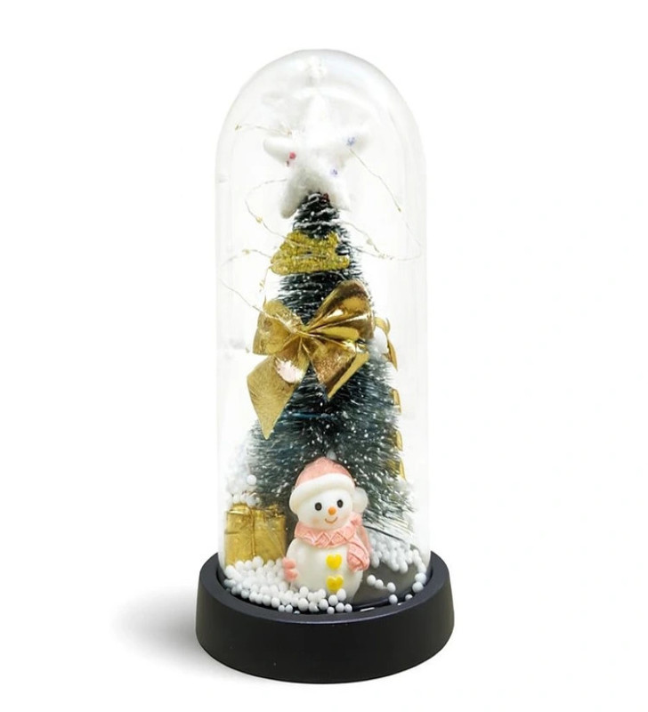 Yılbaşı Temalı Işıklı Dekoratif Cam Fanus Alk5079 - Lisinya