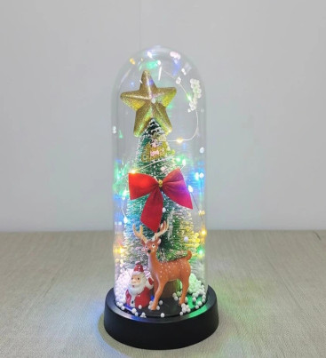 Yılbaşı Temalı Işıklı Dekoratif Cam Fanus Alk5080 - Lisinya