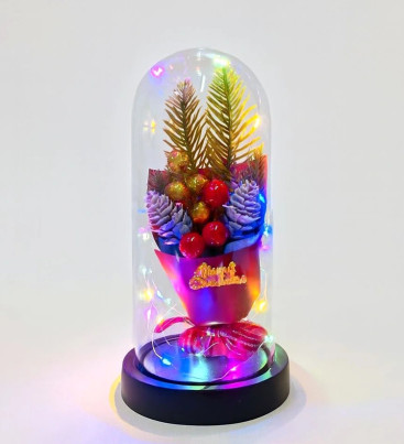 Yılbaşı Temalı Işıklı Dekoratif Cam Fanus Alk5081 - Lisinya