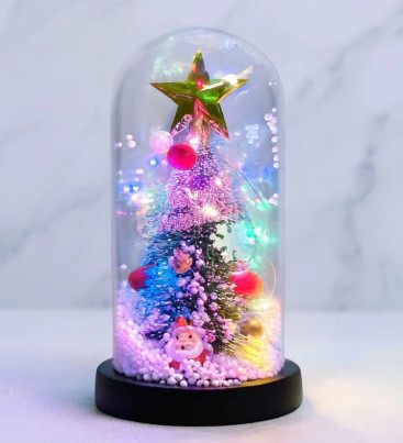 Yılbaşı Temalı Işıklı Dekoratif Cam Fanus Alk5082 - Lisinya