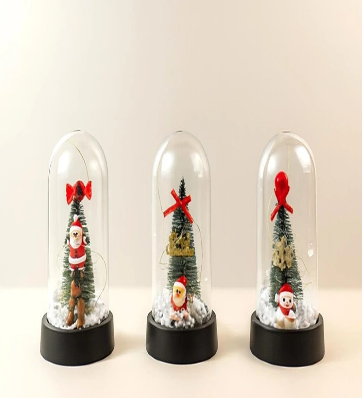 Yılbaşı Temalı Işıklı Dekoratif Cam Fanus Alk5076 - Lisinya