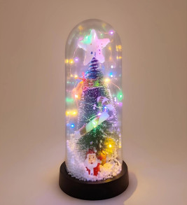 Yılbaşı Temalı Işıklı Dekoratif Cam Fanus Alk5077 - Lisinya