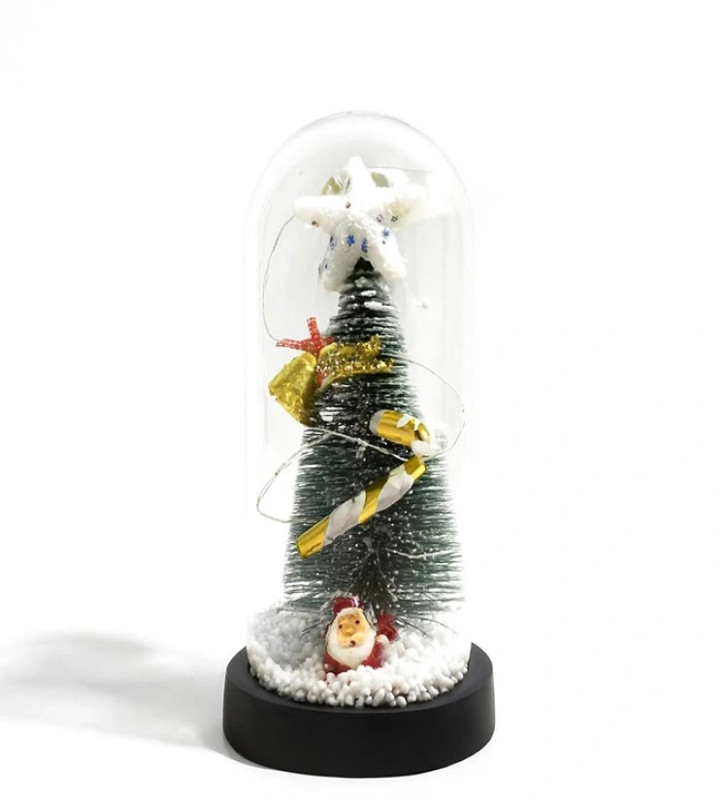 Yılbaşı Temalı Işıklı Dekoratif Cam Fanus Alk5077 - Lisinya