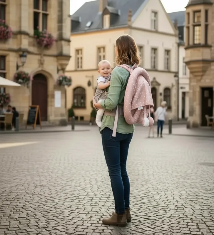 Taşınabilir Portatif Bebek Yatağı,Sırt Çantasına Dönüşebilen Portatif Bebek Beşiği (Pembe) ( Lisinya )