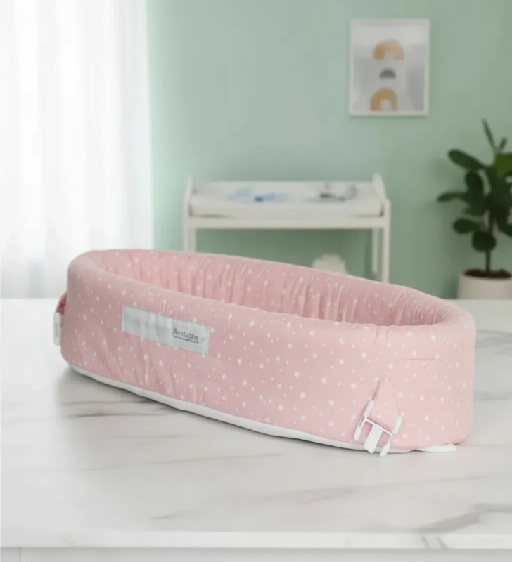 Taşınabilir Portatif Bebek Yatağı,Sırt Çantasına Dönüşebilen Portatif Bebek Beşiği (Pembe) ( Lisinya )