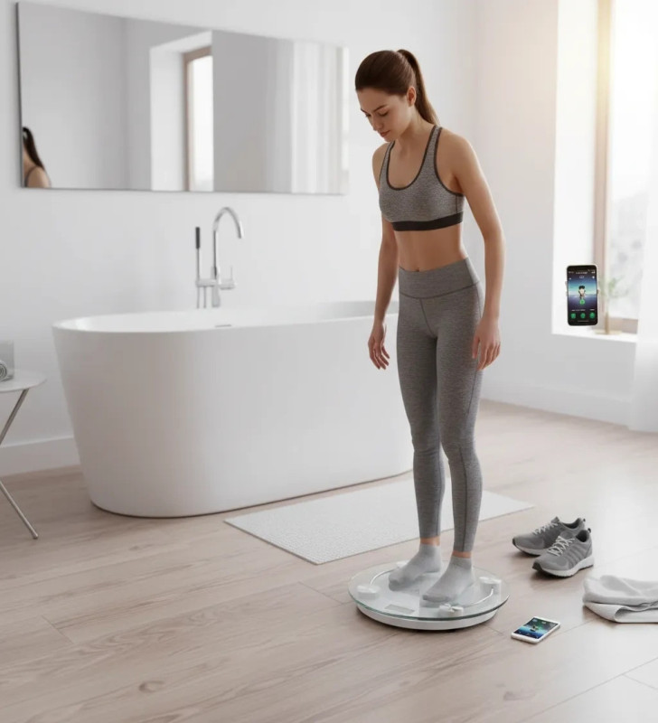 Yuvarlak Şeffaf Dijital Cam Baskül Terazi Tartı Hassas Ölçüm Modern Şık Tasarım ( Lisinya )