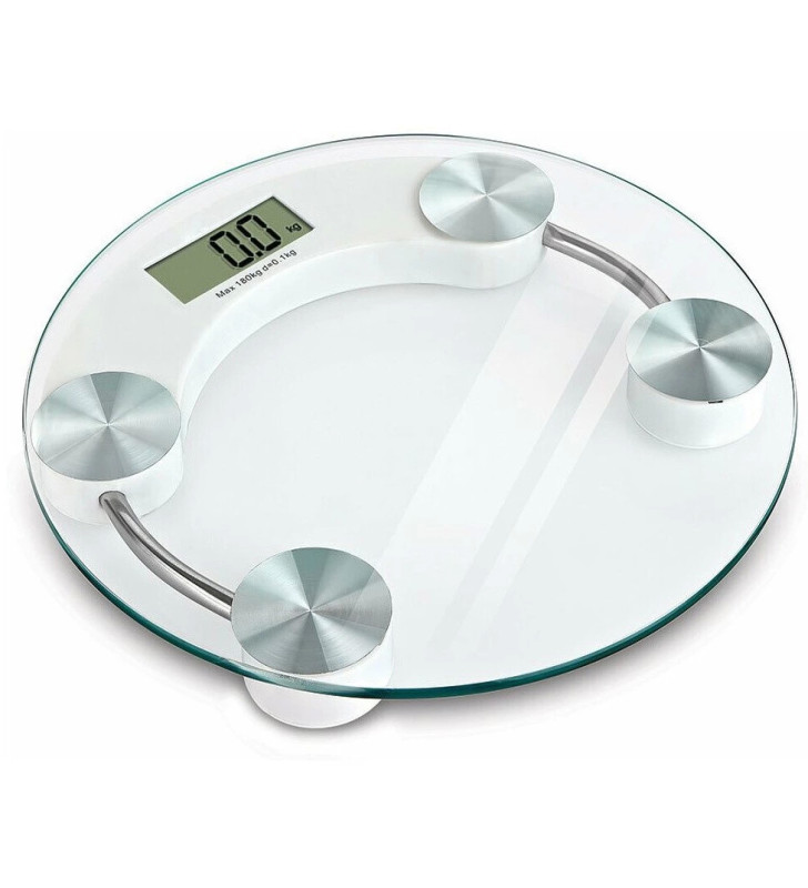 Yuvarlak Şeffaf Dijital Cam Baskül Terazi Tartı Hassas Ölçüm Modern Şık Tasarım ( Lisinya )