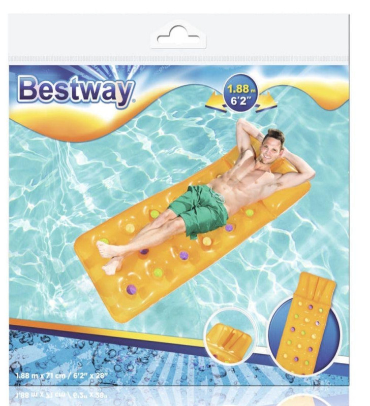 Deniz Yatağı Dik Yastıklı Bardaklı Yatak 188x71 Cm Bestway - 43014 (Lisinya)