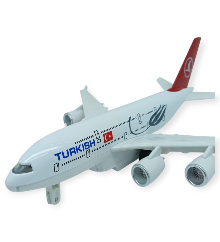 Çek Bırak Metal Uçak Sesli Işıklı - A380 (Lisinya)