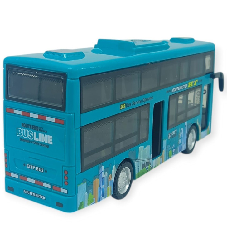 Sesli Işıklı Çift Katlı Otobüs 20 cm - Yeşil (Lisinya)