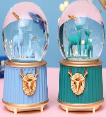 Mavi-yeşil Geyik Kar Küresi Küçük Boy - Lisinya