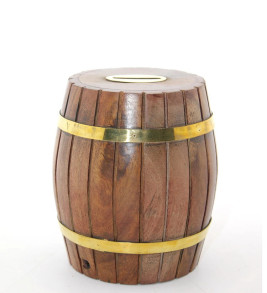 Pirinç Ahşap Fıçı Kumbara 12.5 Cm Wb535 - Lisinya