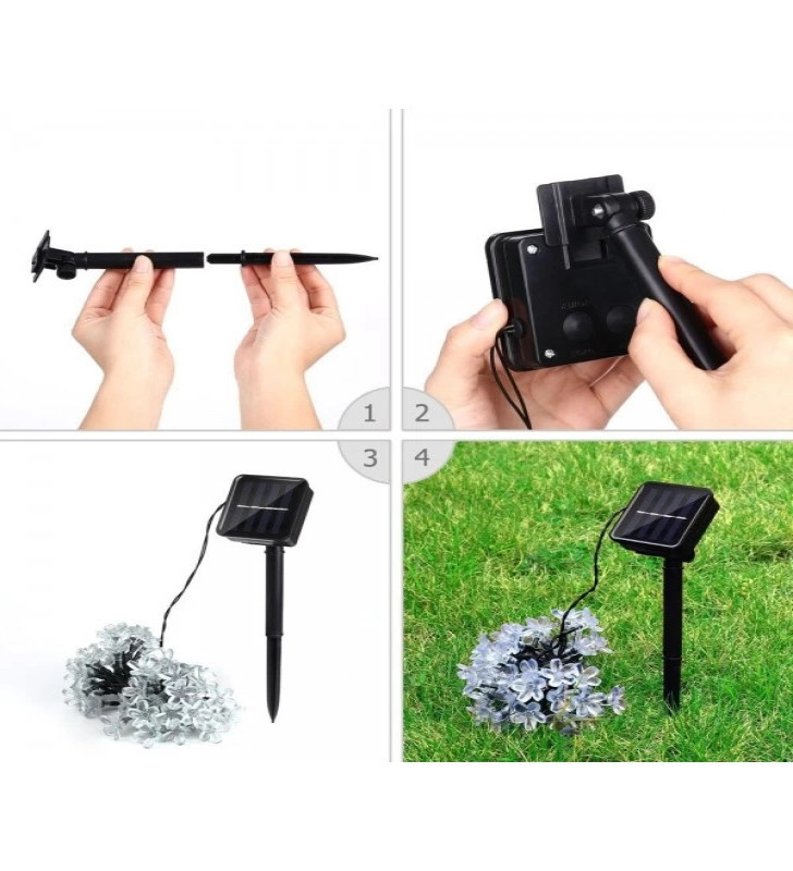 Solar 30 Ledli Çiçekli Günışığı Bahçe Aydınlatma Dekorasyon Güneş Enerjili - Lisinya