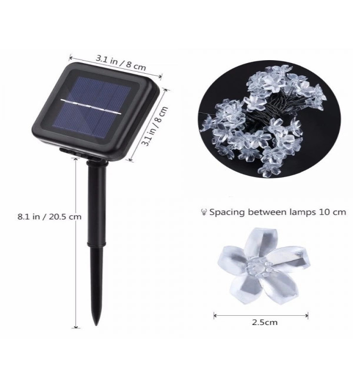 Solar 30 Ledli Çiçekli Günışığı Bahçe Aydınlatma Dekorasyon Güneş Enerjili - Lisinya