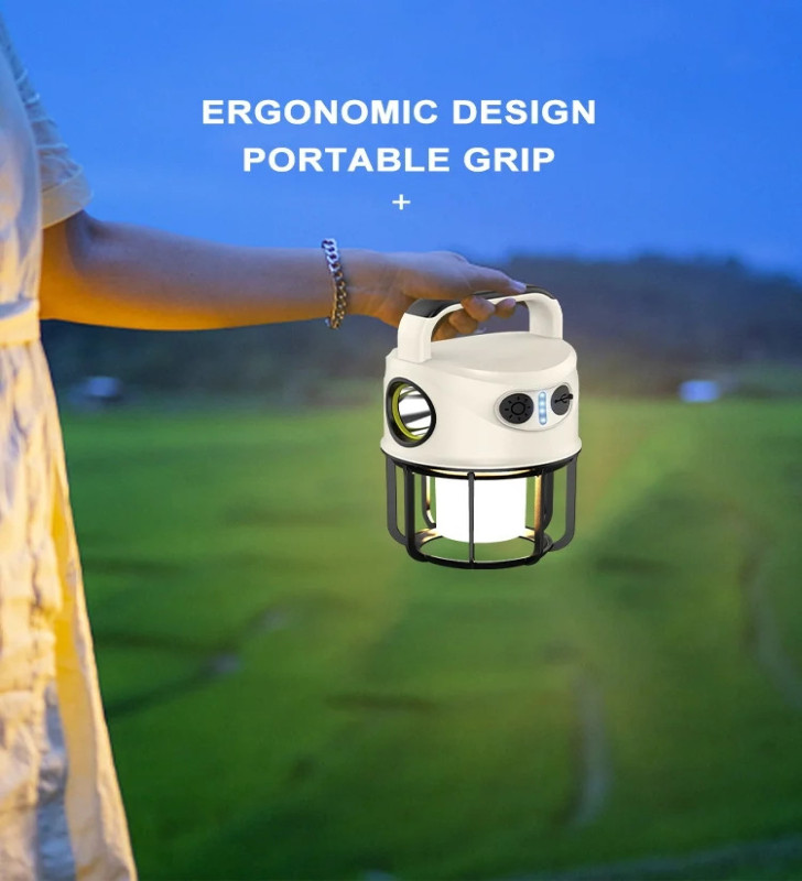 Ps-22025 Çift Işıklı Type-c Powerbank Özellikli Taşınabilir Şarj Edilebilir Kamp Lambası - Lisinya