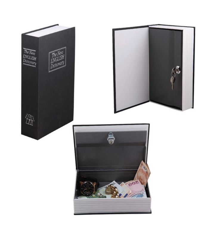 Kitap Şeklinde Gizli Kasa Kilitli kumbara Büyük Boy