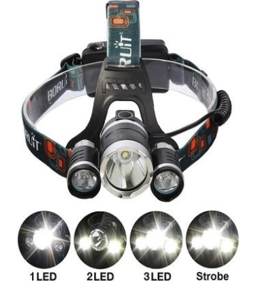 T6 Kafa Feneri 5000 Lumens 3xcree Xm-t6+2r5 Lamba Led Kamp Lambası - Lisinya