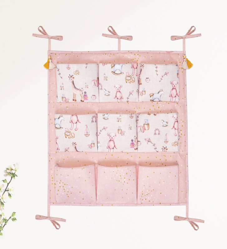 Baby 9 Cepli Bağlamalı Beşik Kenarı Düzenleyici (pembe)