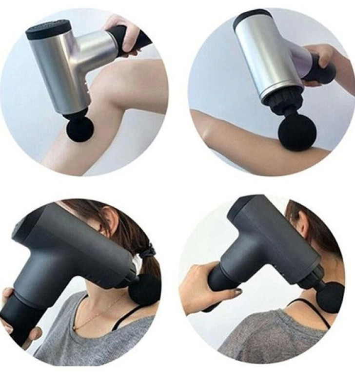 Darbeli Titreşimli Tabanca Masaj Aleti Kas Rahatlatıcı 4 Başlıklı Şarjlı Göbek Eritme Cihazı Zayıflama ve Selülit Giderme