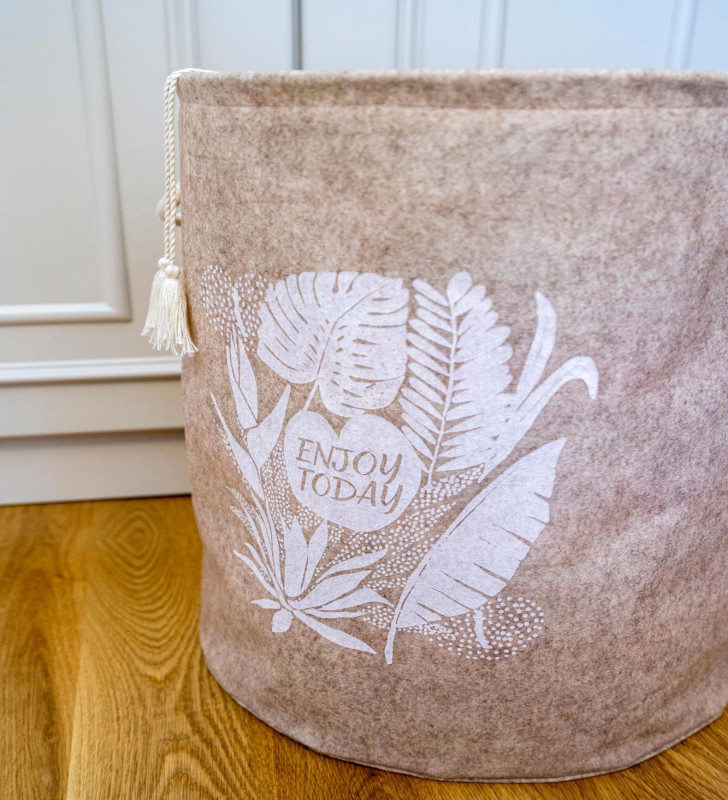 Torbalı ve Kulplu Püskül Detaylı Düzenleyici Çok Amaçlı Organizer Keçe Sepet -03631