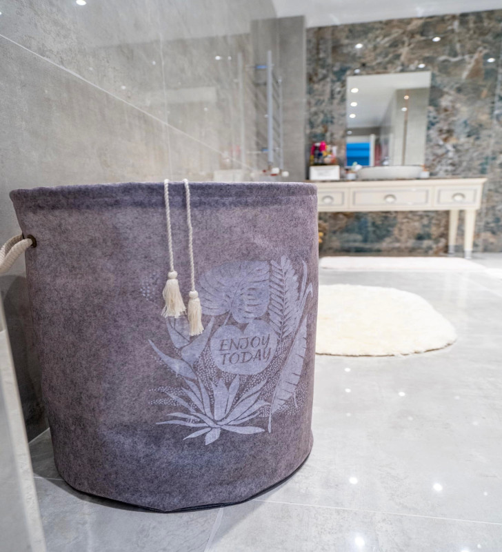 Torbalı ve Kulplu Püskül Detaylı Düzenleyici Çok Amaçlı Organizer Keçe Sepet -03631