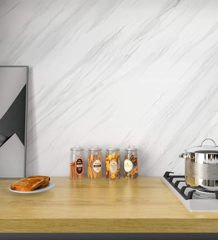 Açık Mermer Desenli Yapışkanlı Kaplama Kağıdı Büyük Boy 5 Metre - Lisinya