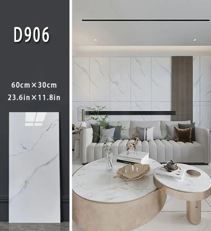 Beyaz Mermer Desenli Alüminyum Plastik Duvar Sticker - Lisinya