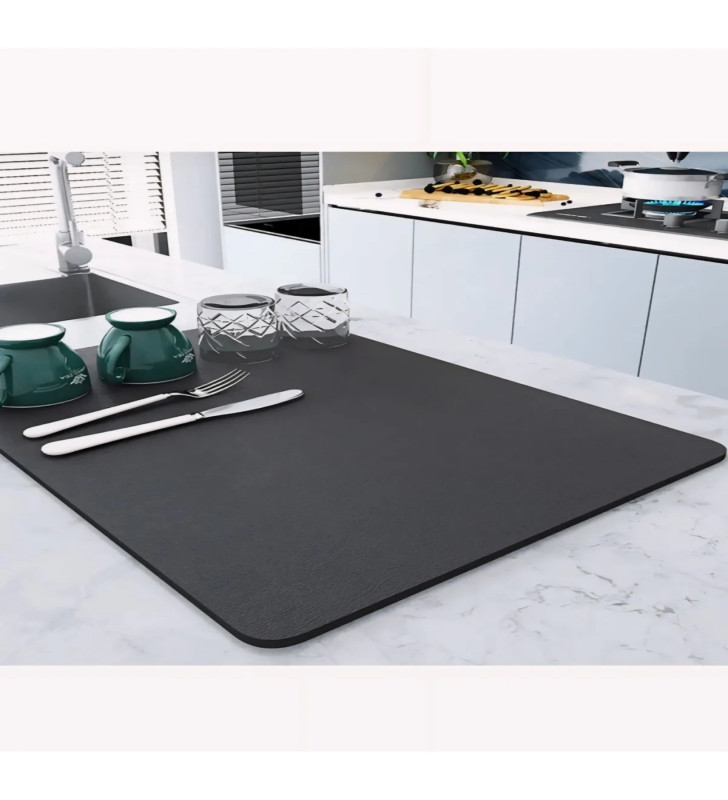 Kaymaz Tabanlı Çok Amaçlı Su Emici Sihirli Tezgah Üstü Bulaşık Yıkama Kurulama Kurutma Matı - Lisinya