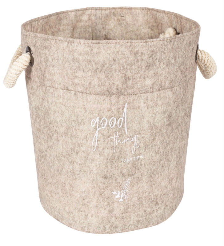 Kulplu Yuvarlak Düzenleyici Çok Amaçlı Kolay Taşınabilen Organizer Keçe Sepet (3'lü Set)