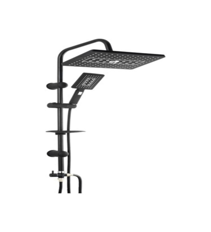 Lüks Robot Duş Seti Mat Siyah Dikdörtgen | Çok Fonksiyonlu Yağmur Robot Duş Sistemi Siyah